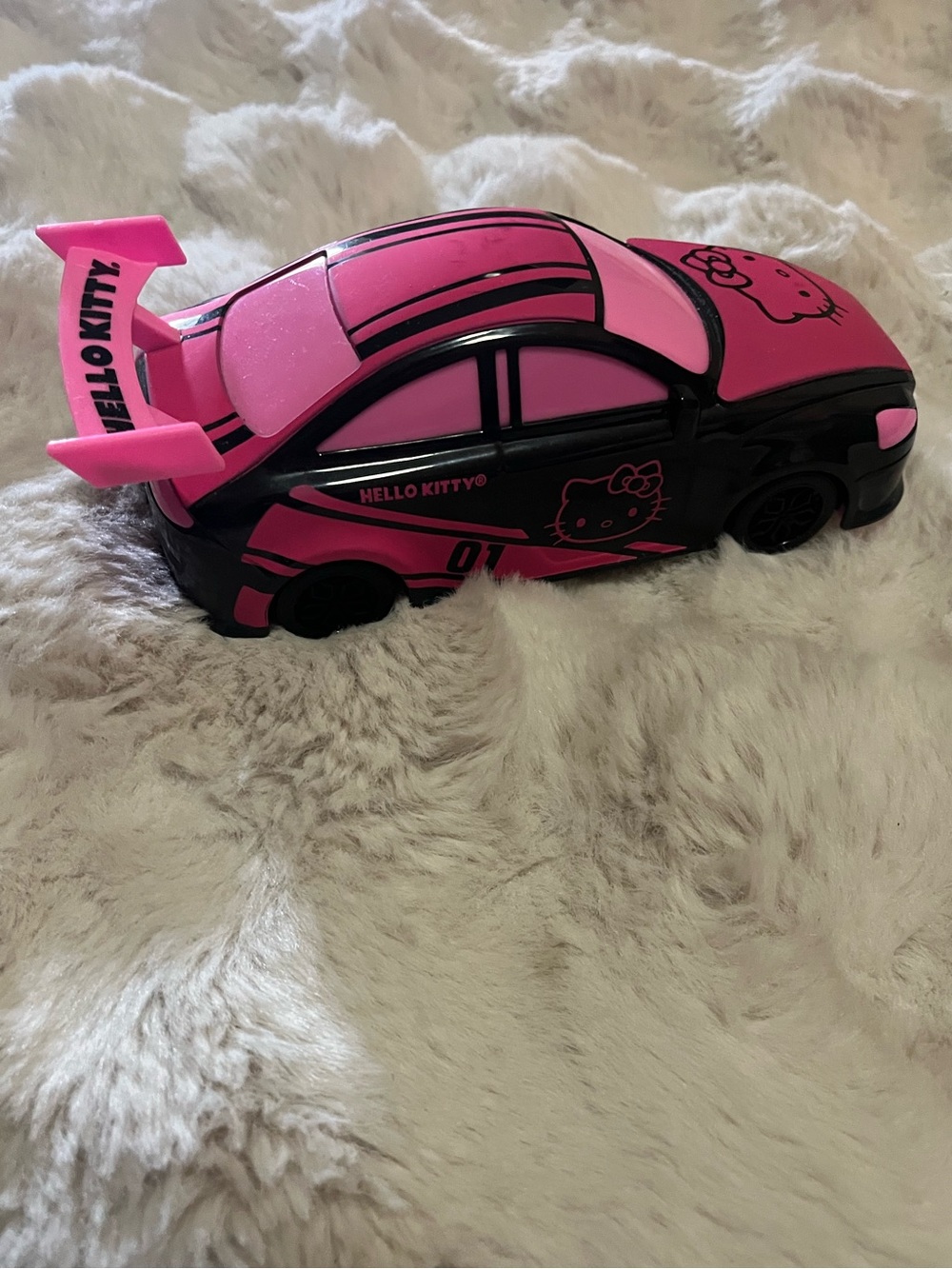 Hello Kitty Pink and Black Racing Toy Car with Remote Controller.